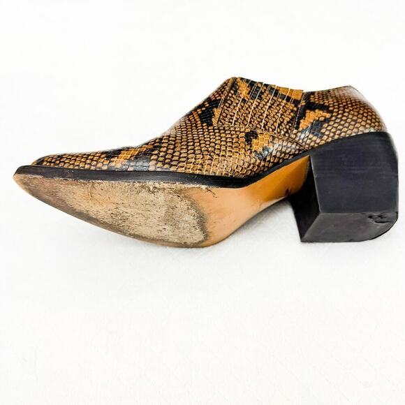 Chloe Rylee Python Embossed Leather Booties Shoes Size 41 Italy - Picture 4 of 5